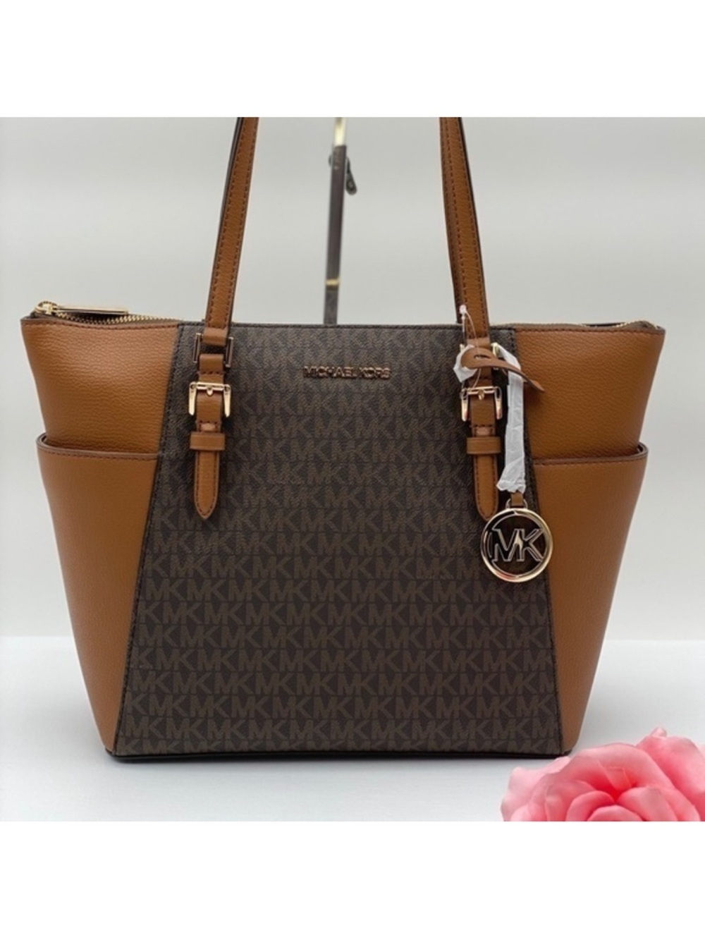 Michael Kors Charlotte LG TZ Tote Sig Brown
